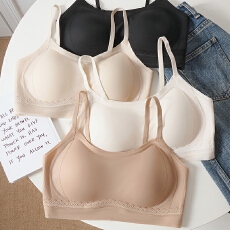 批发实力工厂新款无钢圈隐形肤美背<b class='q'>内衣</b>女吊带小胸聚拢文胸蕾丝边抹胸