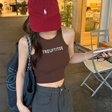 批发实力工厂辣妹字母美背吊带<b class='q'>背心女</b>美背文胸一体带胸垫短款工字上衣