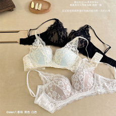 批发实力工厂法式内衣小胸聚拢美背性感蕾丝挂脖文胸无钢圈软支撑新款