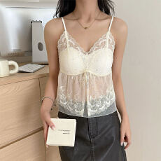 批发实力工厂法式蕾丝镂空美背小吊带背心女带胸垫<b class='q'>文胸</b>一体杯内搭内衣