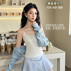 批发实力工厂绝美显胸美式无袖<b class='q'>吊带</b><b class='q'>背心</b>女内搭美背文胸一体带胸垫上衣