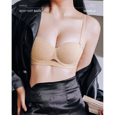 批发实力工厂红色设计感内衣女小胸聚拢上托防滑美背吊带隐形抹胸文胸