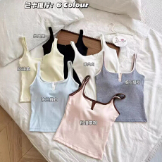 批发实力工厂撞色拼接吊带背心女内搭带胸垫一体式<b class='q'>文胸</b><b class='q'>抹胸</b>美背上衣夏