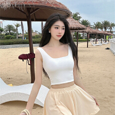 批发实力工厂复古咖色U领内搭背心女夏宽肩带修身<b class='q'>显瘦</b>吊带遮副乳上衣