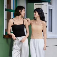 批发实力工厂可调节肩带闪闪光面带胸垫免穿<b class='q'>文胸</b>吊带背心女士抹胸