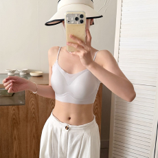 批发实力工厂美背内衣女<b class='q'>聚拢</b>透气冰丝防走光固定杯裹胸<b class='q'>文胸</b>细带粉底液