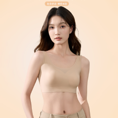 批发实力工厂粉底液女夏薄款美背大胸显小<b class='q'>防走光</b>无痕美背<b class='q'>文胸</b>一体背心