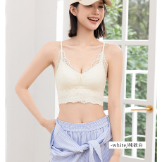 批发实力工厂薄法式蕾丝性感<b class='q'>吊带</b><b class='q'>背心</b>女带胸垫<b class='q'>文胸</b>一体聚拢三角杯美背