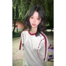 批发实力工厂美式复古撞色条纹运动短袖26新款百搭设计感拼接<b class='q'>棒球</b>上衣