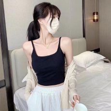 批发实力工厂方领<b class='q'>吊带</b><b class='q'>背心</b>女内搭带胸垫美背<b class='q'>文胸</b>一体式甜美上衣外穿