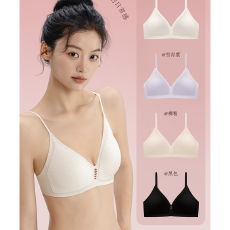 实力工厂细肩带美背交叉内衣女超薄款聚拢无钢圈夏季露背文胸罩