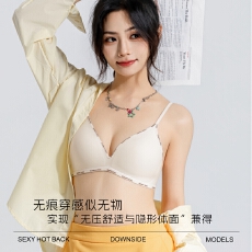 批发实力工厂三角杯内衣女聚拢无痕美背<b class='q'>夏</b>薄款防下垂收副乳透气文胸