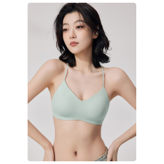 批发实力红茶交叉美背吊带内衣女聚拢<b class='q'>夏</b>季薄款细肩带性感无痕文胸罩