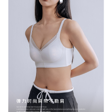 批发实力工厂法式内衣女无钢圈聚拢透气蕾丝无痕全罩杯深V无痕文胸罩