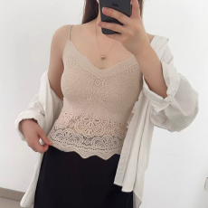 批发实力工厂法式<b class='q'>蕾丝</b>提花带胸垫美背女夏季无痕<b class='q'>文胸</b>一体吊带内衣背心