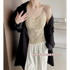 批发实力工厂御姐穿搭吊带带胸垫女夏季新款<b class='q'>蕾丝</b>美背性感<b class='q'>文胸</b>一体上衣