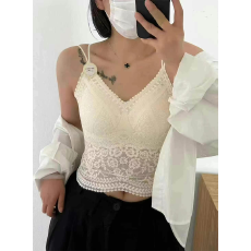 批发实力工厂法式蕾丝细肩带无痕吊带背心<b class='q'>一体式</b>带胸垫百搭美背内衣女