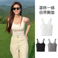 批发实力工厂美式运动<b class='q'>吊带</b>背心女内搭带胸垫美背文胸一体<b class='q'>打底</b>瑜伽上衣