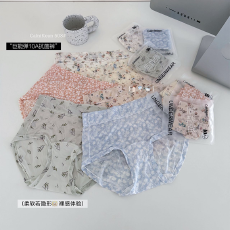 批发实力工厂冰丝内裤女夏季印花少女<b class='q'>可爱</b>日系舒适中腰透气舒适三角裤