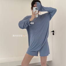 实力工厂网红同款婴儿肌睡衣套装家居服长袖短裤可外穿舒适显瘦女