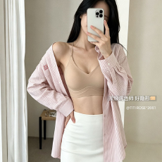 批发实力工厂粉底液美背内衣女细肩带聚拢小胸露背隐形无痕挂脖<b class='q'>文胸</b>罩