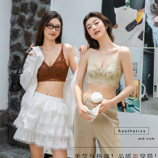 批发实力工厂法式蕾丝小吊带内衣聚拢收副乳防下垂性感美背一体文胸罩