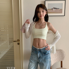 批发实力工厂带胸垫挂脖背心女夏季辣妹短款上衣外穿美背吊带<b class='q'>内衣</b>文胸