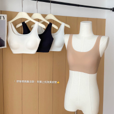 批发实力工厂<b class='q'>无</b>痕内衣女夏季薄款运动一体美背心式固定杯<b class='q'>无</b><b class='q'>钢圈</b><b class='q'>文胸</b>罩