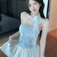 批发实力工厂不规则蕾丝吊带背心女夏泰式辣妹一字肩挂脖抹胸上衣绝美