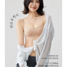 批发实力工厂无痕内衣女士夏季薄款<b class='q'>隐形</b>大低领口小胸聚拢粉底液文胸罩