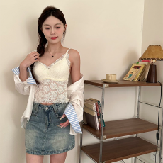 批发实力工厂法式花瓣蕾丝吊带背心女内搭美背内衣带胸垫外穿打底上衣