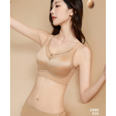 批发实力工厂轻奢缎面无钢圈聚拢内衣女粉底液无痕舒适提拉宽<b class='q'>肩带</b>文胸