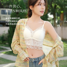 批发实力工厂法式蕾丝美背吊带内衣女性感蕾丝收副带胸垫背心薄款<b class='q'>文胸</b>