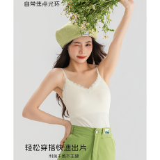 批发实力工厂蕾丝美背吊带背心女内搭带胸垫免穿<b class='q'>文胸</b>V领外穿打底上衣