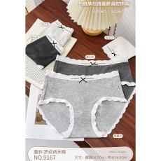 批发实力工厂颜值款软糯亲肤螺纹<b class='q'>内裤</b>女加长底裆蕾丝花边少女三角裤