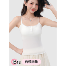 批发实力工厂蕾丝美背吊带背心女内搭带胸垫<b class='q'>春</b>夏外穿细肩带打底上衣