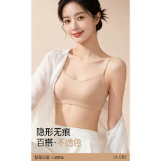 批发实力工厂细肩带内衣女夏季薄款抹胸防走光小胸聚拢<b class='q'>无</b><b class='q'>痕</b>隐形粉