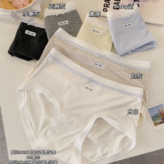 批发实力工厂春夏新品女士波点拼色裸感舒适亲肤抑菌档中腰三角裤女