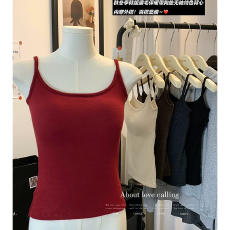 批发实力工厂磨毛加绒加厚保暖U领背心女秋<b class='q'>冬</b>新款基础款百搭吊带上衣