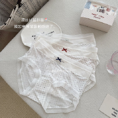 批发实力工厂冰丝内裤女薄款中腰无痕半透明舒适柔软透气包臀三角裤