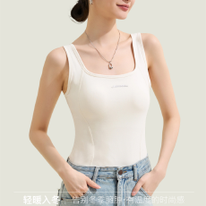 实力工厂设计感遮副乳露背吊带背心女大码胖MM显瘦保暖打底衫背心