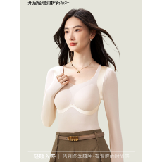 批发实力工厂保暖内衣女2026冬带胸垫打底衫塑形加厚无痕内穿长袖上衣