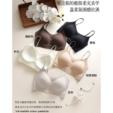 批发实力工厂无痕粉底液<b class='q'>文胸</b>女果冻胶软支撑细肩带内衣可外穿吊带背心