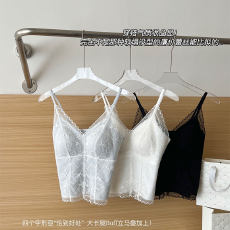 批发实力工厂法式性感蕾丝<b class='q'>吊带</b><b class='q'>背心</b>女秋冬新款美背上衣无钢圈<b class='q'>文胸</b>内衣