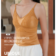 批发实力工厂法式蕾丝吊带内衣带胸垫<b class='q'>背心</b>一体式<b class='q'>文胸</b>细肩美背修身上衣