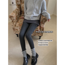 批发实力工厂灰色打底裤冬季加绒加厚瘦腿压力裤竖条纹连裤<b class='q'>袜</b>保暖显瘦