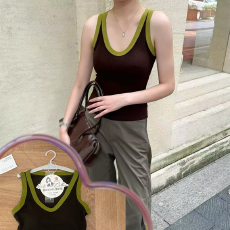 批发实力工厂螺纹棉吊带女秋款好穿弹力一体杯舒适百搭U领<b class='q'>工字</b>背心