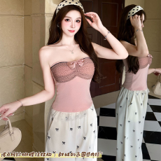 批发实力工厂韩系扭结抹胸背心女夏修身显瘦绑带通勤风多巴胺百搭上衣