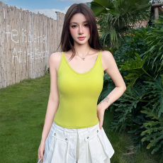 批发实力工厂螺纹大U背吊带多巴胺背心吊带女修身吊带打底上衣美背