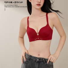 批发实力工厂小胸聚拢内衣上托显大无痕裸感无钢圈防下垂调整文胸罩